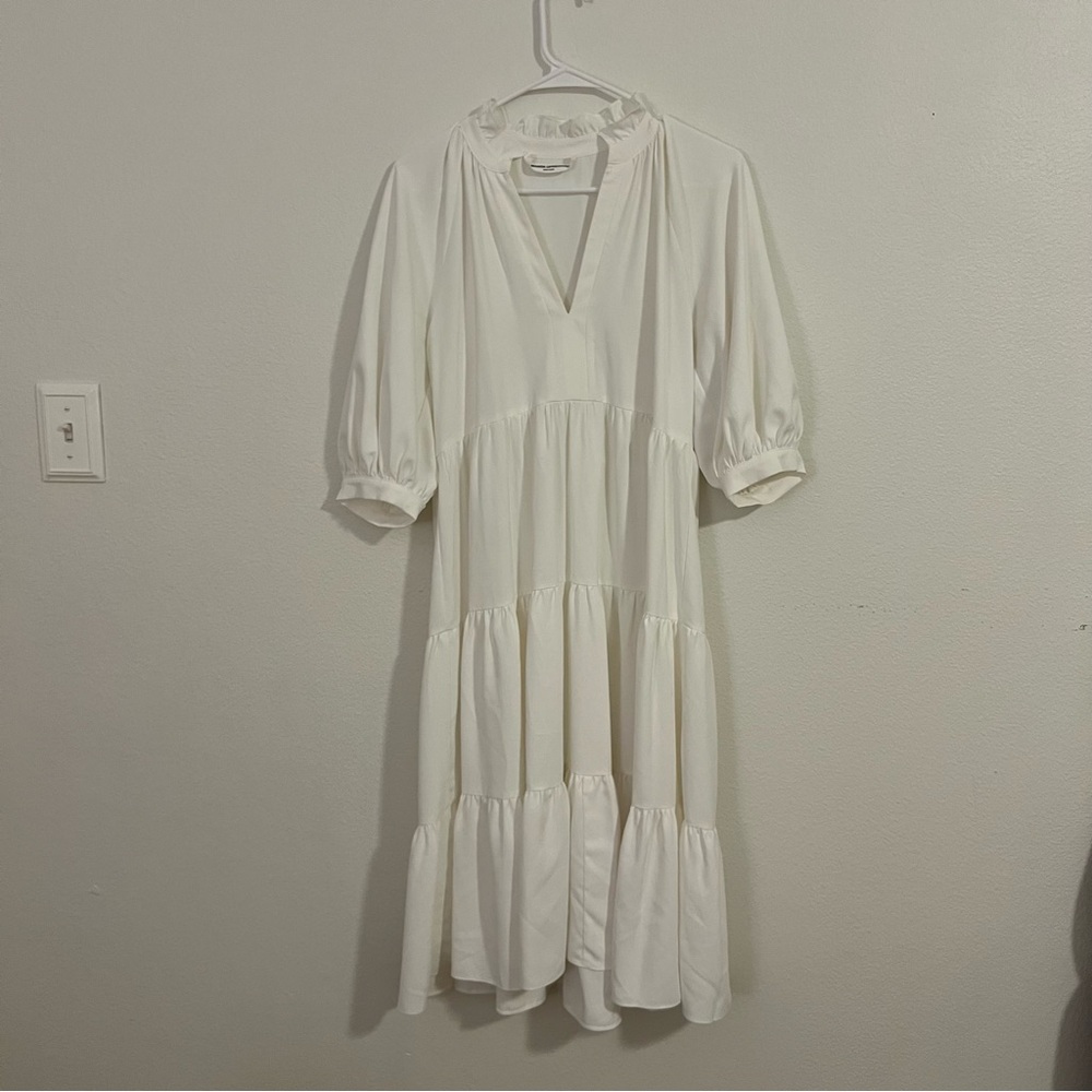 Amanda Uprichard Saffron Tiered Gathered Midi Dress - Picture 4 of 8